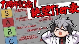 【1周年記念】活動を始めてから絶望したことをTier表にしたから喋る配信