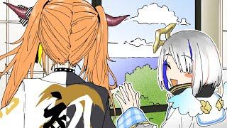 【手描き】"例の友人”との旅行を語る天音かなた 【切り抜き漫画/ホロライブ/桐生ココ】