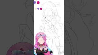 【#イラスト】3色縛りでイラスト描いてみた❣️✨️【 #入琉浪るか #vtuber #からくり #タイムラプス #縛り】