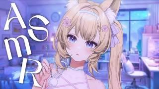 【SR3D ASMR】Ear cupping, oil massage, soft humming with white noise